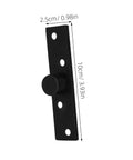 Heavy Duty Hidden Door Hinge Kit With Concealed Pivot for Secret Bookshelf Doors, black finish, shown with dimensions.
