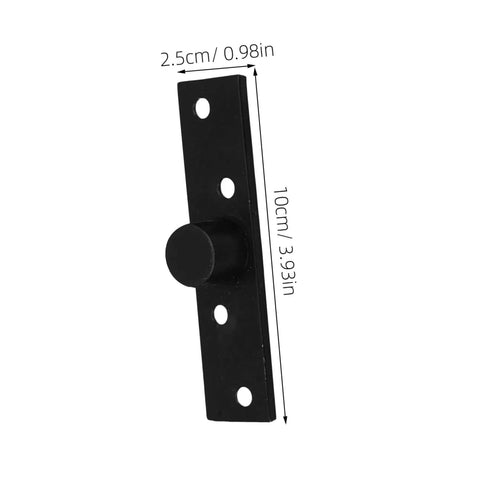 Heavy Duty Hidden Door Hinge Kit With Concealed Pivot for Secret Bookshelf Doors, black finish, shown with dimensions.