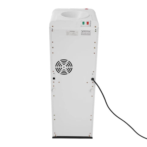 Rear view of Top Loading Hot And Cold Water Dispenser Floor Stand Water Cooler For 5 Gallon Bottles with power cord attachment
