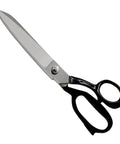 Heavy Duty Tailor Scissors For Fabric Leather And More Cut Like Butter Industrial Grade Sewing Shears For Home Studio Crafting And Dressmaking 9 Inch Carbon Steel Blades, shown with black ergonomic handles and sharp blades.