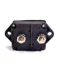 Heavy Duty 105 Amp Auto Reset Circuit Breaker For 30VDC Systems, front view showing terminals and rugged design.