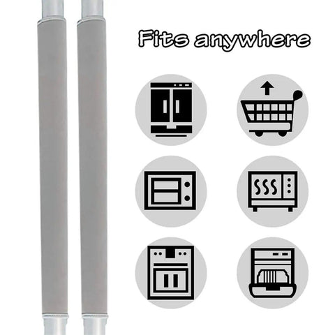 Image showing 4 Pack Neoprene Refrigerator Door Handle Covers For Most Handles 9 To 11 Cm Perimeter Anti Slip Anti Static Protectors, gray color.