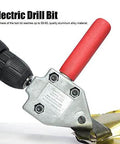 Sheet Metal Cutter Attachment For Electric Drill With 7mm Hex Shank cutting metal sheet close-up