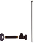 Flat Head Toilet Supply Kit With Round Handle Angle Stop Shut Off Valve 1/2 In IPS Inlet 3/8 In OD Compression Outlet 20 In Matte Black