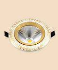 Recessed Lighting Housing Trim Kits Commercial Recessed Led Downlights Pattern Energy Saving Embedded Spotlights Hotel Aisle Household Lighting Ceiling Panel Silver 5w_Cool White with gold trim design.