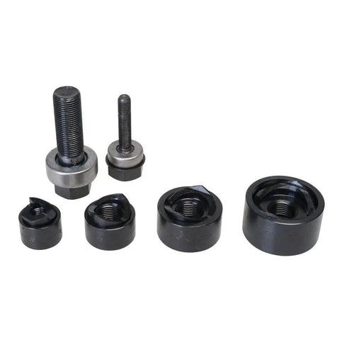 Round Knockout Punch Kit One Half To One And One Quarter Inch 735BB Slug Buster with Knurled Grip and Draw Studs displayed.