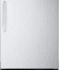 Frost Free Under Counter Upright Freezer Slick Stainless Steel Finish With Digital Controls And Towel Bar Handle 24 Inch front view