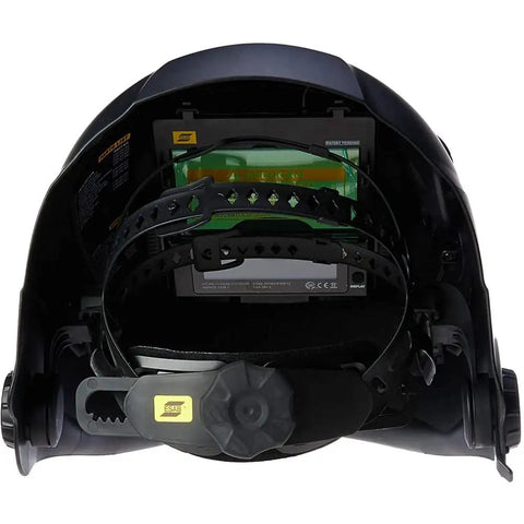 Interior view of Sentinel A50 Welding Helmet With Low-Profile Black Shell, showing Halo headgear and color touch screen controls.
