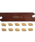 Pro Grade Lathe Tool Holder Set With 10 GTN-3 SP300 Inserts and 26 mm Parting Tool Blade for Steel Grooving, SPB26-3 model pictured