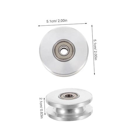 Aluminum Alloy U Groove Pulley Wheel For Gym Cable Systems Double Bearing Beefed-Up Noiseless Roller Compact Fitness Accessory For Weight Lifting Smooth Quiet Performance For Everyday Sessions, 5.1cm x 2.1cm