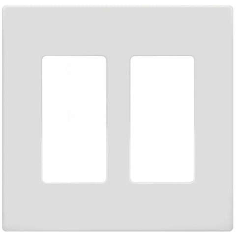 2-Gang Screwless Decorator Wall Plate With Child Safe Outlet Covers, Ultra Durable Unbreakable Polycarbonate Thermoplastic, Glossy White Finish