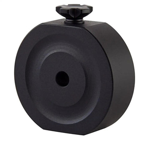 17 Pound Telescope Counterweight For Advanced VX CG-5 CGEM CGEM II CGX Mounts, black metal weight with knob, side view