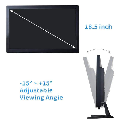 18.5 Inch CCTV Monitor For Home Security With 16 By 9 TFT LCD, adjustable tilt, side and front view display.