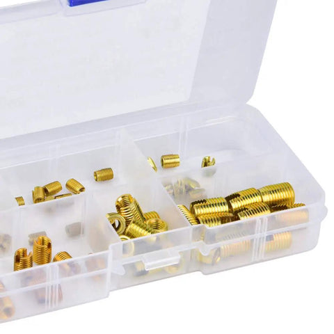Beefy 302 Type Carbon Steel Self Tapping Thread Inserts Kit 60 Pieces High Strength Wear Resistant Threaded Inserts For Auto And Machinery Includes Multiple Sizes, assorted in case