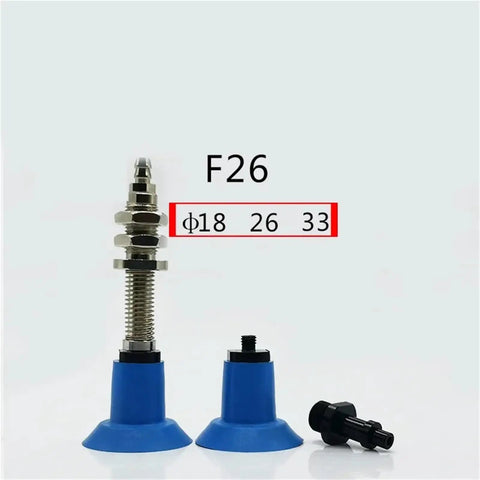 Heavy Duty Pneumatic Vacuum Suction Cup F26 for Grabbing Film Plastic Bags with dimensions F18 26 33, strong grip design.