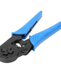 Top Shelf Self Adjusting Ratchet Ferrule Crimping Tool Kit with 45 Steel Body And Ergonomic Handles For Precise Wire Ends Crimping Connectors, blue handles
