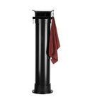 Smooth Commercial Espresso Knock Box With Detachable Vertical Grounds Catcher Bundle Includes Twenty Five Trash Liners Plus Wipe Rag For Truly Dead Simple Cleanup, black ABS with red towel.