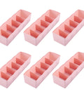 Six Piece Plastic Underwear Organizer Box For Drawer Dividers And Sock Keeper keeps your lingerie tight and squared away, pink dividers.