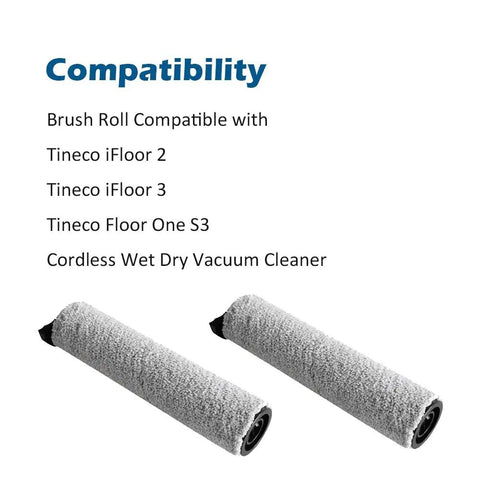2 Pack Replacement Brush Roller For Tineco iFloor 2 iFloor 3 And Floor One S3 Wet Dry Cordless Vacuum Cleaners displayed on white background