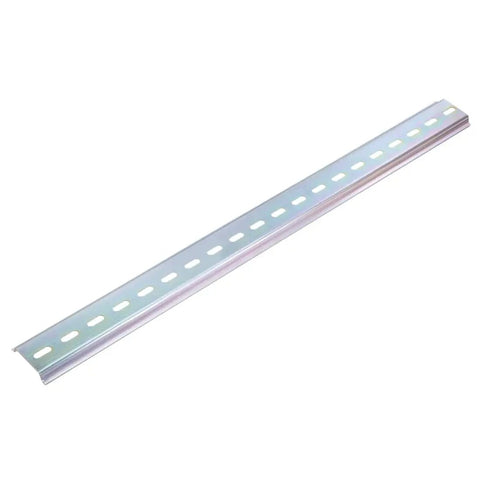 Two Pack DIN Rail Slotted Steel Mounting Guide Kit, 400mm Length By 35mm Width By 6.5mm, 0.8mm Thick, Silver Tone, Easy Mount Rails For Secure Electrical Enclosures And Equipment