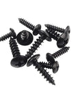 Heavy Duty M5 X 12mm Self Tapping Wood Screws In A 20 Piece Pack featuring black carbon steel build and round flanged heads.