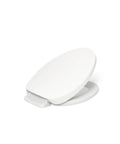 PureWarmth Heated Elongated Toilet Seat With Night Light, Quiet Close And Soft Close, shown closed on white background