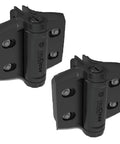 TruClose Built To Last Heavy Duty Round Gate Hinges For Fence Frames Self Closing With Alignment Legs And Round Adapters Fits Post 48mm to 51mm Or 73mm Diameter For Gates Up To 60kg 132lbs, pair of black metal hinges