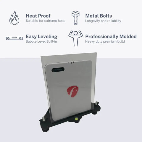 Protective And Leveling Stand For FlightScope Mevo Gen 2 Golf Launch Monitor With Adjustable Alignment Base And Bubble Level Pro Grade Build And Durable Nylon Construction displayed with features