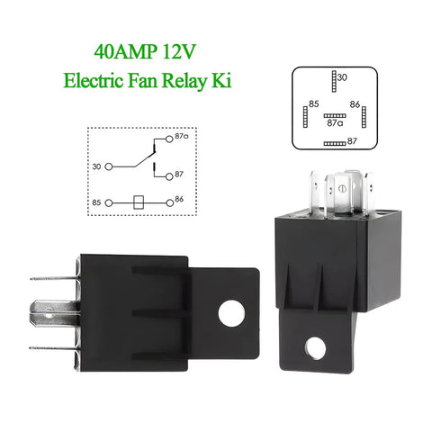 12V Car Electric Fan Relay Kit With 40 Amp Relay, diagram and terminals visible