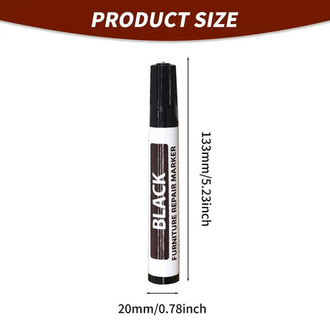Scratch Fix Marker Pen For Wood Floors And Furniture, Quick Dry Filler Pen That Actually Stays Put, shown in black, 133mm size