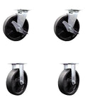 Top Shelf Stainless Steel Glass Filled Swivel Top Plate Caster Set Of Four With 8 Inch Badass Heavy Duty Nylon Wheels featuring twin braked rollers.