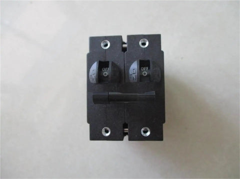 Top view of Heavy Duty 2 Pole Circuit Breaker for Generators, 30A Version, black, fits 25A 23A 40A 50A gasoline and diesel generators.
