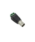 Rugged Female BNC To AV Two Screw Terminal Connectors For CCTV Cameras And Coaxial Video Baluns Green Hassle Free Wire Rigs Slick Setup 10 Pack, close-up of black connector.