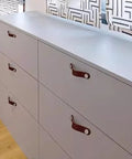 10 Pack Soft Genuine Leather Drawer Pulls Handles 5-1/2 Inch By 1 Inch With Screws For Wardrobe Kitchen Closet Cabinets Furniture