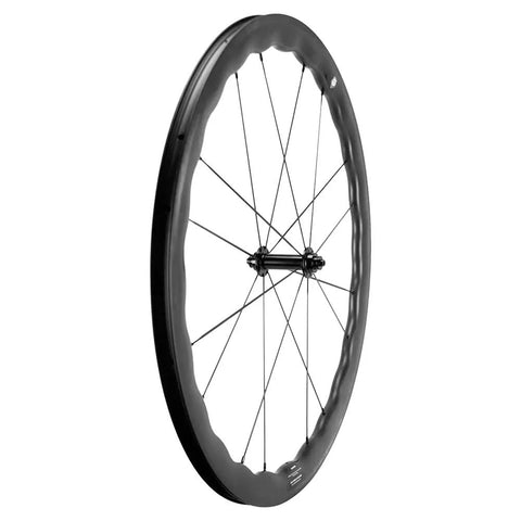 Carbon Wheelset 700C Tubeless Road Wheels With Wave Rim 45mm 50mm Depth, V Brake Compatible, side view showing wave rim
