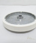 No Sweat 12 Inch Circumference Rubber Measuring Wheel, 3/8 Inch Bore, White Color side view showing smooth surface and sturdy design.