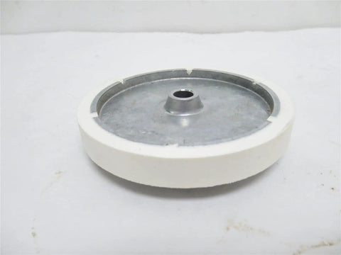 No Sweat 12 Inch Circumference Rubber Measuring Wheel, 3/8 Inch Bore, White Color side view showing smooth surface and sturdy design.