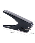 Heavy Duty Handheld Slot Punch For PVC ID Cards And Badges, Adjustable Card Depth, All Metal Hole Puncher, Black, side view dimensions