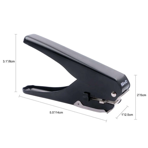 Heavy Duty Handheld Slot Punch For PVC ID Cards And Badges, Adjustable Card Depth, All Metal Hole Puncher, Black, side view dimensions