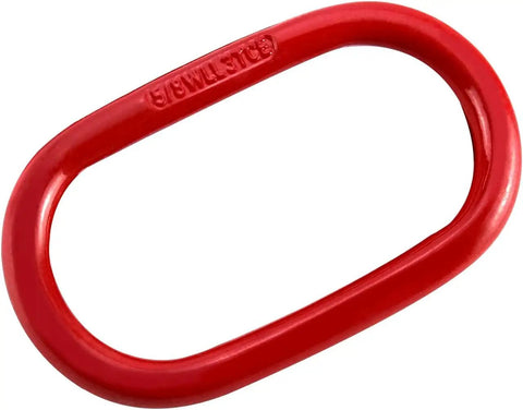 Grade 80 Oblong Master Link Hoist Ring For Lifting And Rigging 4400 Lb Load Capacity Red 2 Pack Beefed Up Heavy Duty Chain Sling Ring For Industrial Lifts And Tensioning, red steel oblong ring