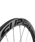 Aero Carbon Wheel Set With Center Lock Disc Hubs, 45mm Deep Clincher, 25mm Width, UD Matte Carbon Weave, black side view
