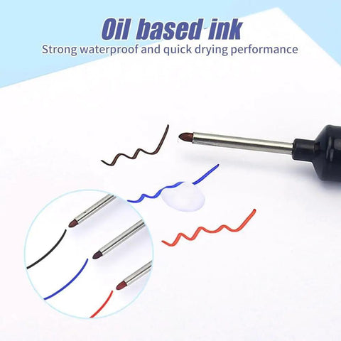 Oil-based ink from Five Piece Long Head Deep Hole Markers Set For DIY Projects 20mm Reach Waterproof Permanent Metal Marking Pens In Colorful Assortment.
