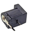 Breadboard Friendly 2.1mm PCB Mounting Female DC Power Barrel Jack Pack Of 10 With 1.0mm Pin Terminals, close-up view