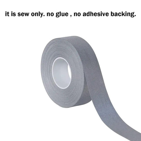 High Visibility Silver Reflective Sew On Fabric Tape Strips For Clothing Edging, 1 Inch By 20 Yards, roll view.