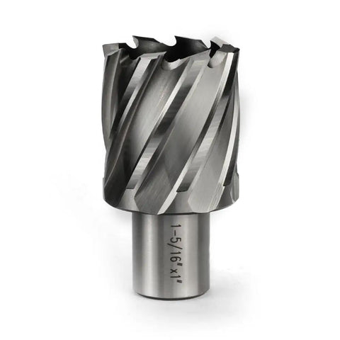 Heavy Duty HSS Annular Cutter With 1 5/16 Inch Hole Saw And 3/4 Weldon Shank Drill Bit showing rugged HSS steel construction.