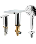 HomeStock Handheld Shower System with Solid Brass Construction and Polished Chrome Finish for Bathroom, showcasing chrome and brass components.