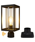 Dusk To Dawn Outdoor Post Light Fixture With 5.6 Inch Pier Mount Base Matte Black Aluminum Lantern For Yard Garden Pathway And Patio Weatherproof Post Lamp showing design and pier base