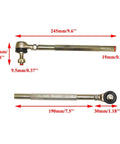 Go Kart Steering Rack Pinion Kit With Adjustable Rack Shaft And Tie Rods For 110cc To 150cc Go Karts Golf Carts Buggy And UTVs Replacement Gear Heavy Duty showing tie rods with dimensions 245mm and 190mm