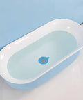 2pcs Silicone Bathtub Drain Stopper Basin Plug Flat Cover for Laundry in a modern blue and white bathtub with water.