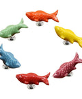 Fresh Ceramic Fish Drawer Knobs Set of 6 Sweet Pull Handles for Nursery Decor and Cabinet Hardware Upgrade in vibrant colors